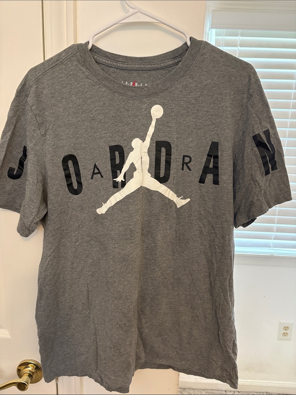 Jordan Gray Tee with White Jumpman and Black Lettering